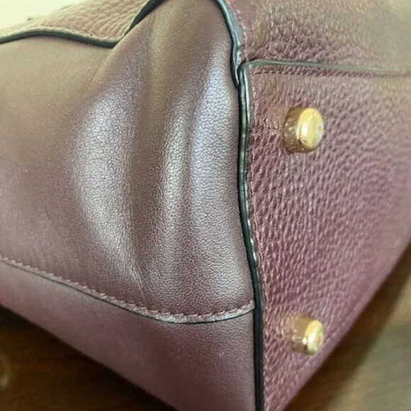 Coach F55665 Pebble And Smooth Leather Satchel/Shoulder/Crossbody Bag Burgundy